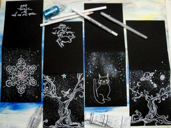 4 x 6 cards, white on black