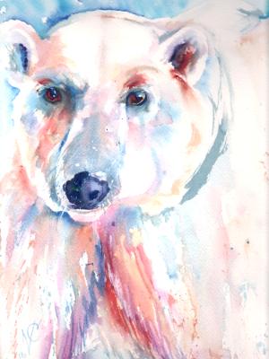 new polar bear in watercolor for collage
