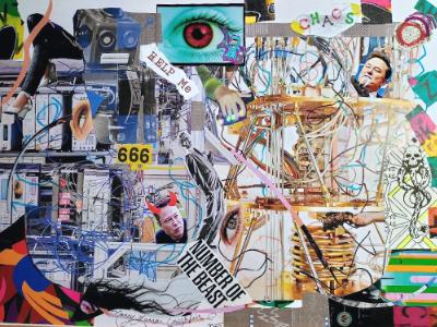 Chaos - collage of current DOGE evil - for Februllage International Challenge